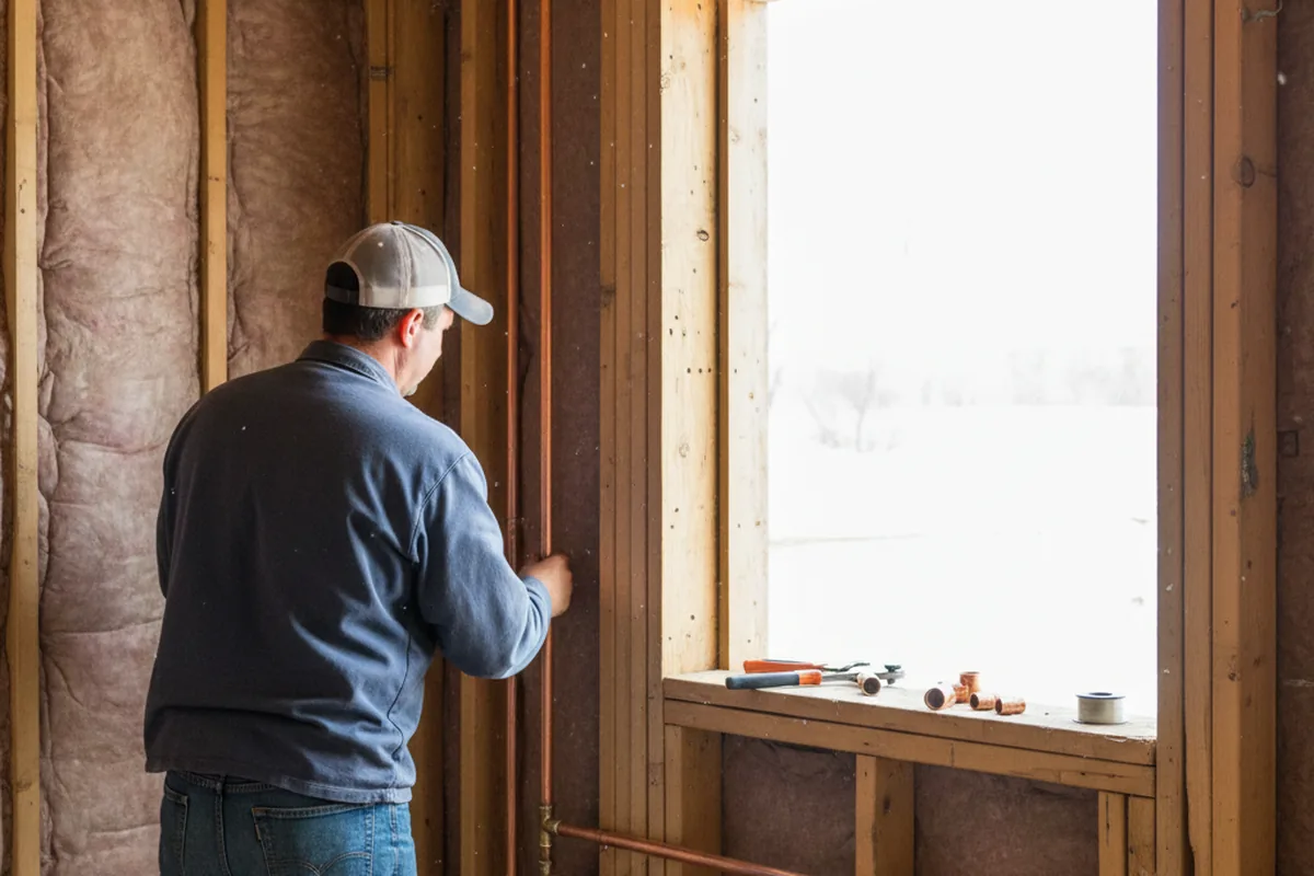 Licensed plumber running new copper supply lines in a Bloomingdale home